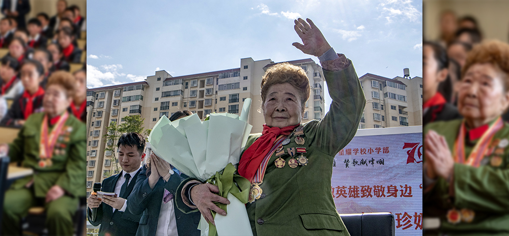 云南昆明：抗美援朝老战士走进校园