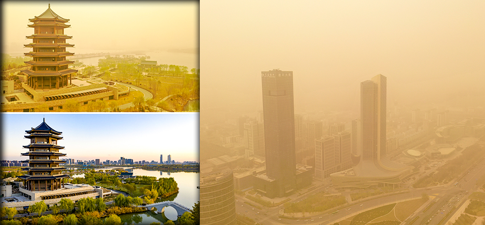 中国北方地区遭遇沙尘天气