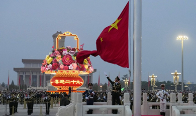 Flag-raising ceremony at Tiananmen Square in Beijing on China's National Day