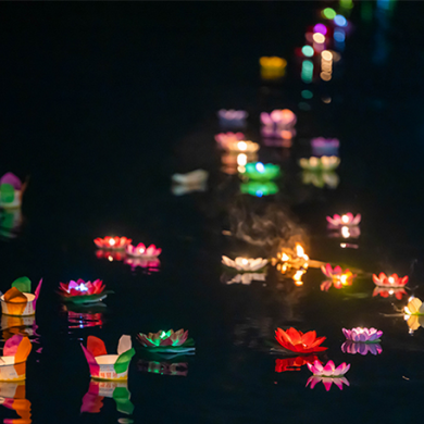 Galaxy of water lanterns lights up night sky in Jinggu