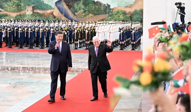 Chinese, Palestinian presidents hold talks
