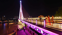 Night scenery of Lancang River in south Yunnan