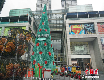 马来西亚首都吉隆坡圣诞气氛热烈