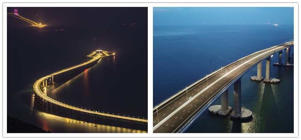 ความงามแสงไฟยามกลางคืนของ “สะพานฮ่องกง-จูไห่-มาเก๊า” สะพานข้ามทะเลยาวสุดในโลก