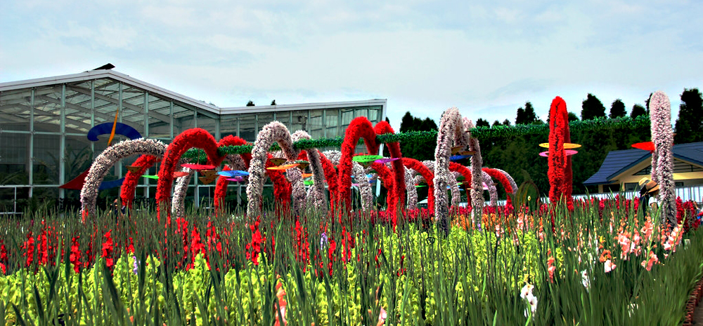 นิทรรศการดอกแกนดิโอลัสจัดขึ้นในสวนสาธารณะพื้นที่ชุ่มน้ำเลาอวีเหอ เมืองคุนหมิง