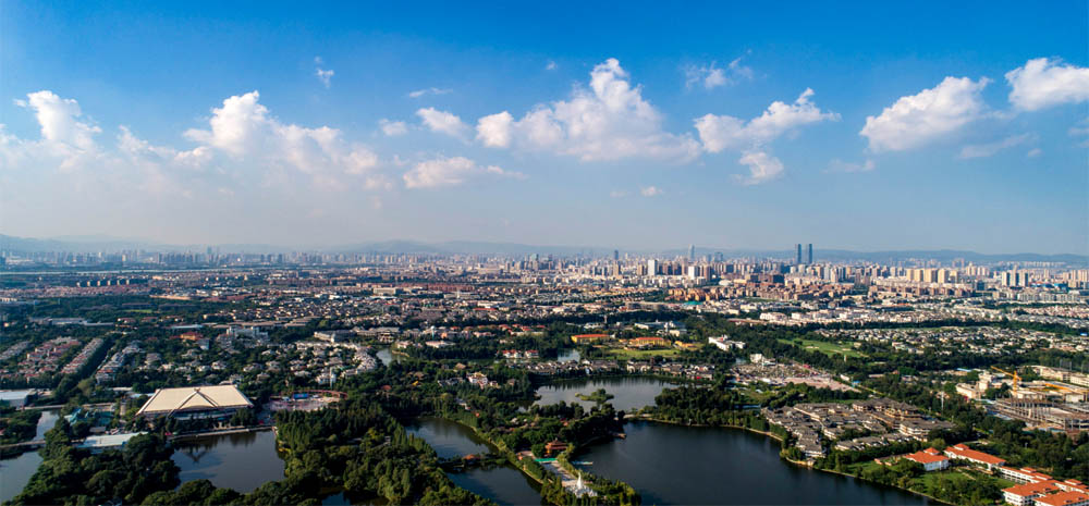ภาพถ่ายทางอากาศของเมืองคุนหมิง