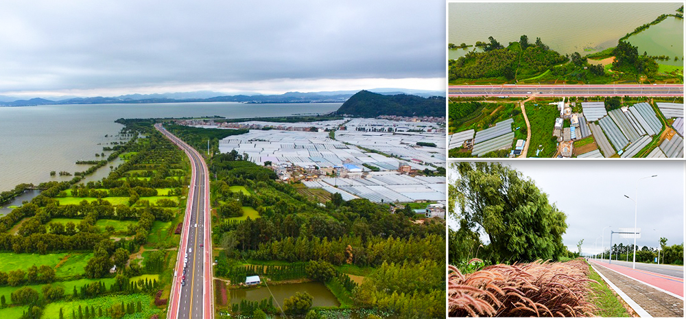 ภาพถ่ายทางอากาศของทางหลวงฮวานหูที่สวยงามที่สุดในเมืองคุนหมิง